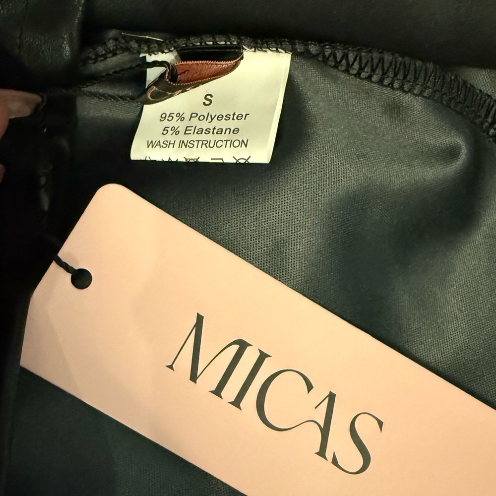 NWT MICAS Faux Leather Asymmetrical Twist Knot Zipper Mini Dress - Picture 11 of 16